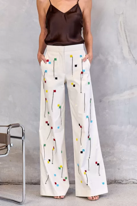 MSGM Beaded Wide Leg Pants