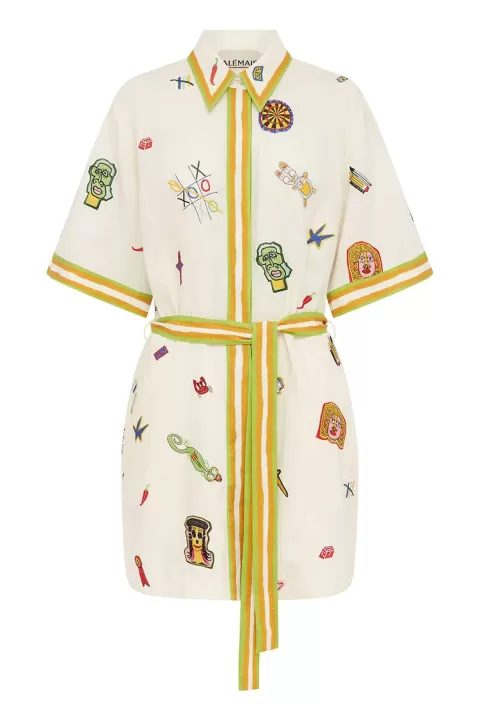 ALEMAIS Checkers Embroidered Mini Dress