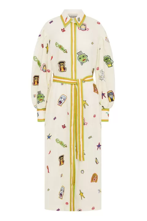 ALEMAIS Checkers Embroidered Shirtdress