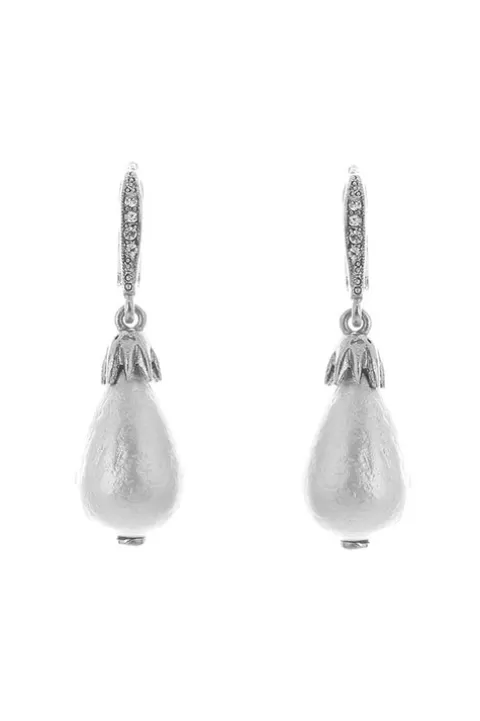 OSCAR DE LA RENTA Classic Pearl Pave Small Drop Earrings