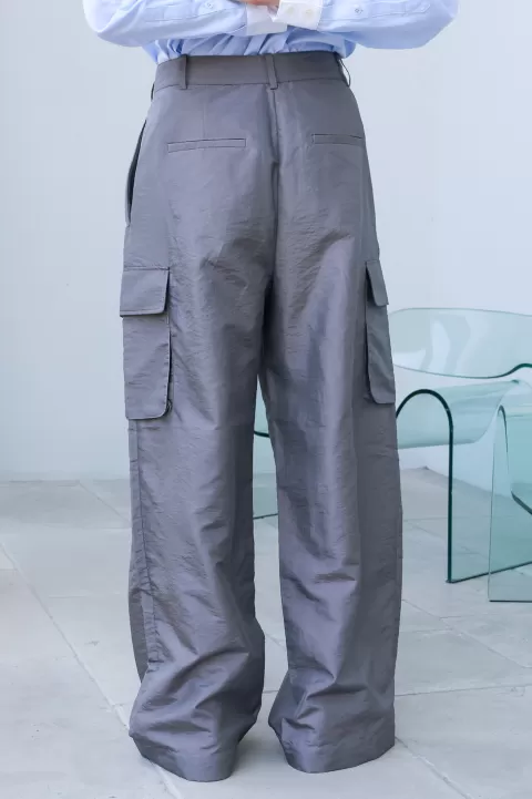 TIBI Crispy Nylon Stella Pleated Cargo Pant