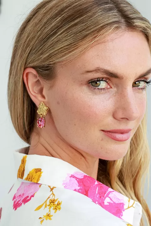 OSCAR DE LA RENTA Crystal Plak Drop Earring