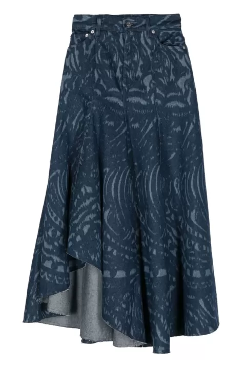 ERDEM Denim Fit And Flare Midi Skirt