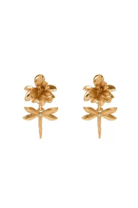 OSCAR DE LA RENTA Dragonfly On A Flower Earring