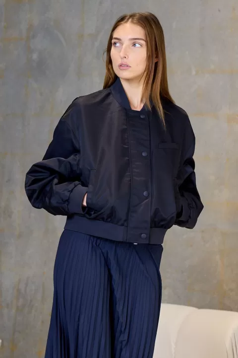 TIBI Eco Nylon Cropped Bomber