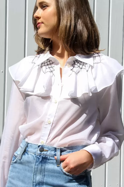 TIBI Emma Smocked Shirt - FINAL SALE