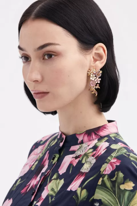 OSCAR DE LA RENTA Enamel Flower Garden Earring