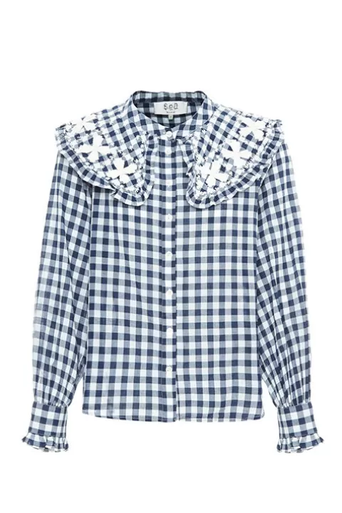 SEA Gina Gingham L/Slv Blouse - FINAL SALE