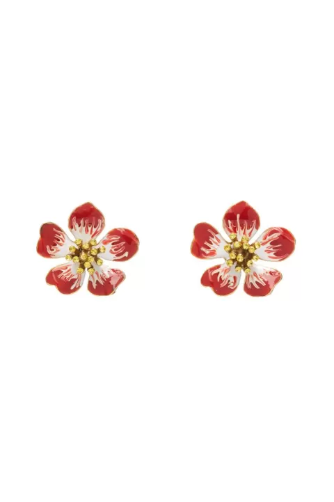 OSCAR DE LA RENTA Hand Painted Flower Earring