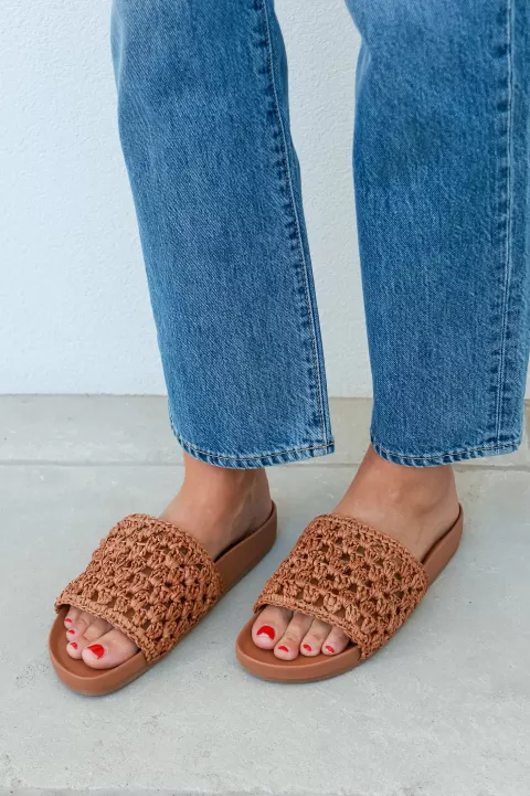 LOEFFLER RANDALL Henri Crochet Raffia Footbed Sandal