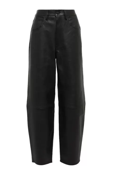 FRAME High Rise Barrel Leather Pant