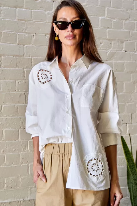 SEA Joy Crochet Button Down Shirt