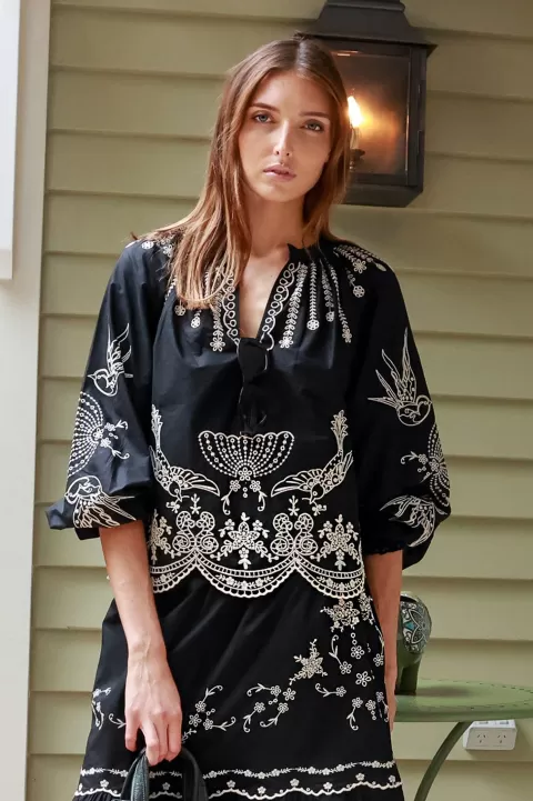 SEA Kingsley Embroidery L/SLV Blouse