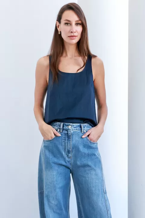 TIBI Luxe Nylon Scoopneck Tank - FINAL SALE