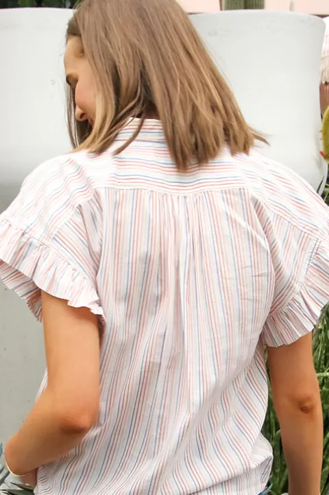 BIRDS OF PARADIS BY TROVATA Marianne B Ruffle Slv Shirt - FINAL SALE