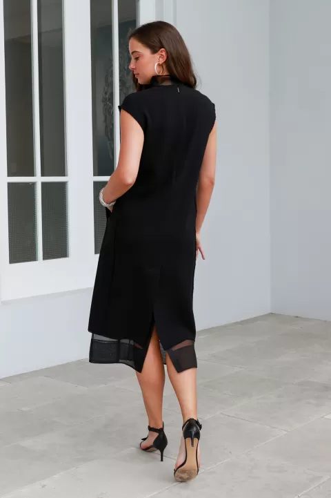 TIBI Melee Crepe V-Neck Dress