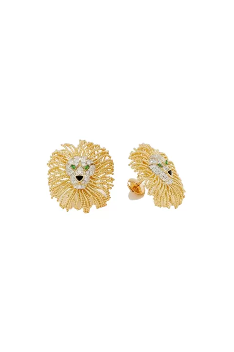 YVONNE LEON Mini Gold Lion Earrings