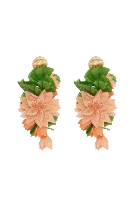 OSCAR DE LA RENTA Raffia Floral Cascading Earring