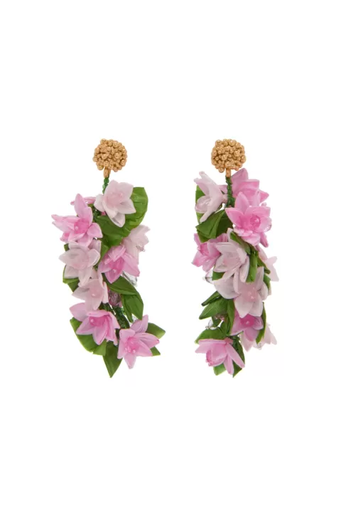 OSCAR DE LA RENTA Raffia Mini Flowers Earring