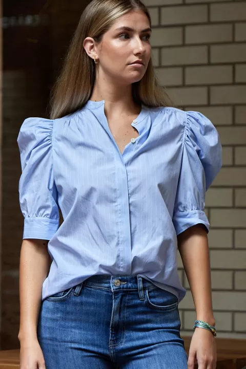 FRAME Ruched Puff Sleeve Shirt