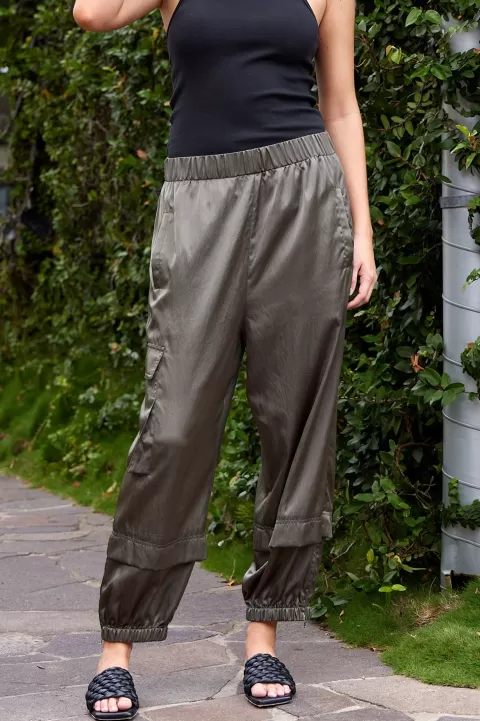 TIBI Shiny Nylon Wilt Pull On Jogger