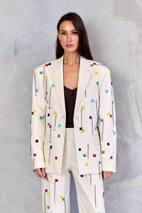 MSGM Single Breasted Beaded Jacket