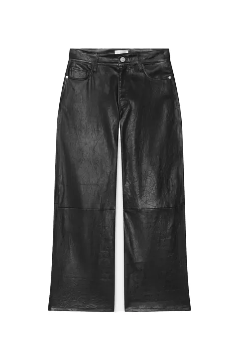 FRAME Slim Palazzo Crop Leather Trouser