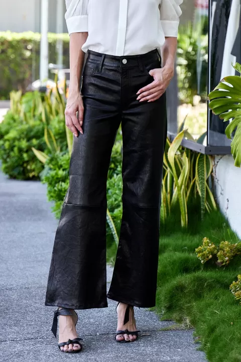 FRAME Slim Palazzo Crop Leather Trouser