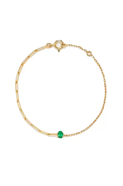 YVONNE LEON Small Emerald Solitaire Bracelet