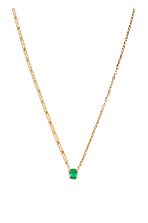 YVONNE LEON Small Emerald Solitaire Necklace