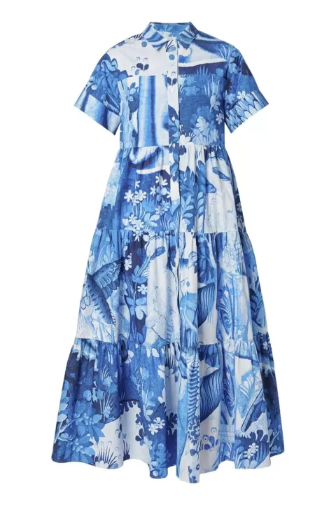 ERDEM Tiered Hem Shirt Dress