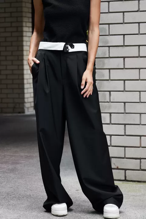 TIBI Tropical Wool Fold Over Pant