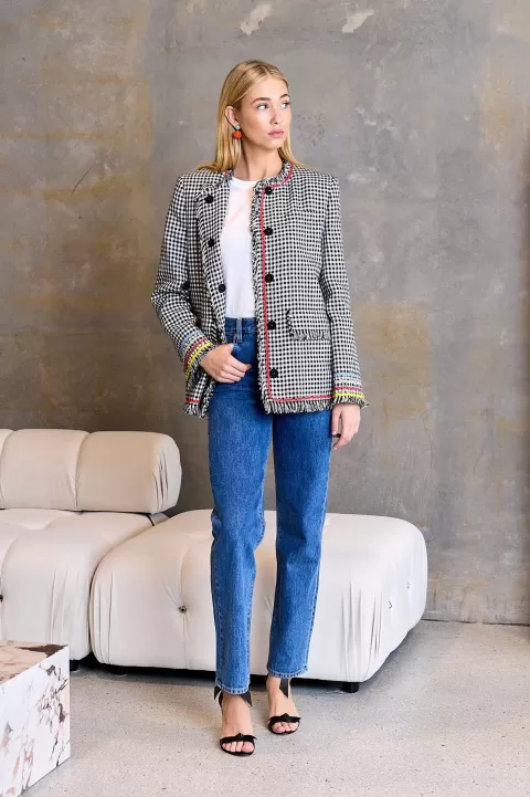 MSGM Tweed Crew Neck Jacket